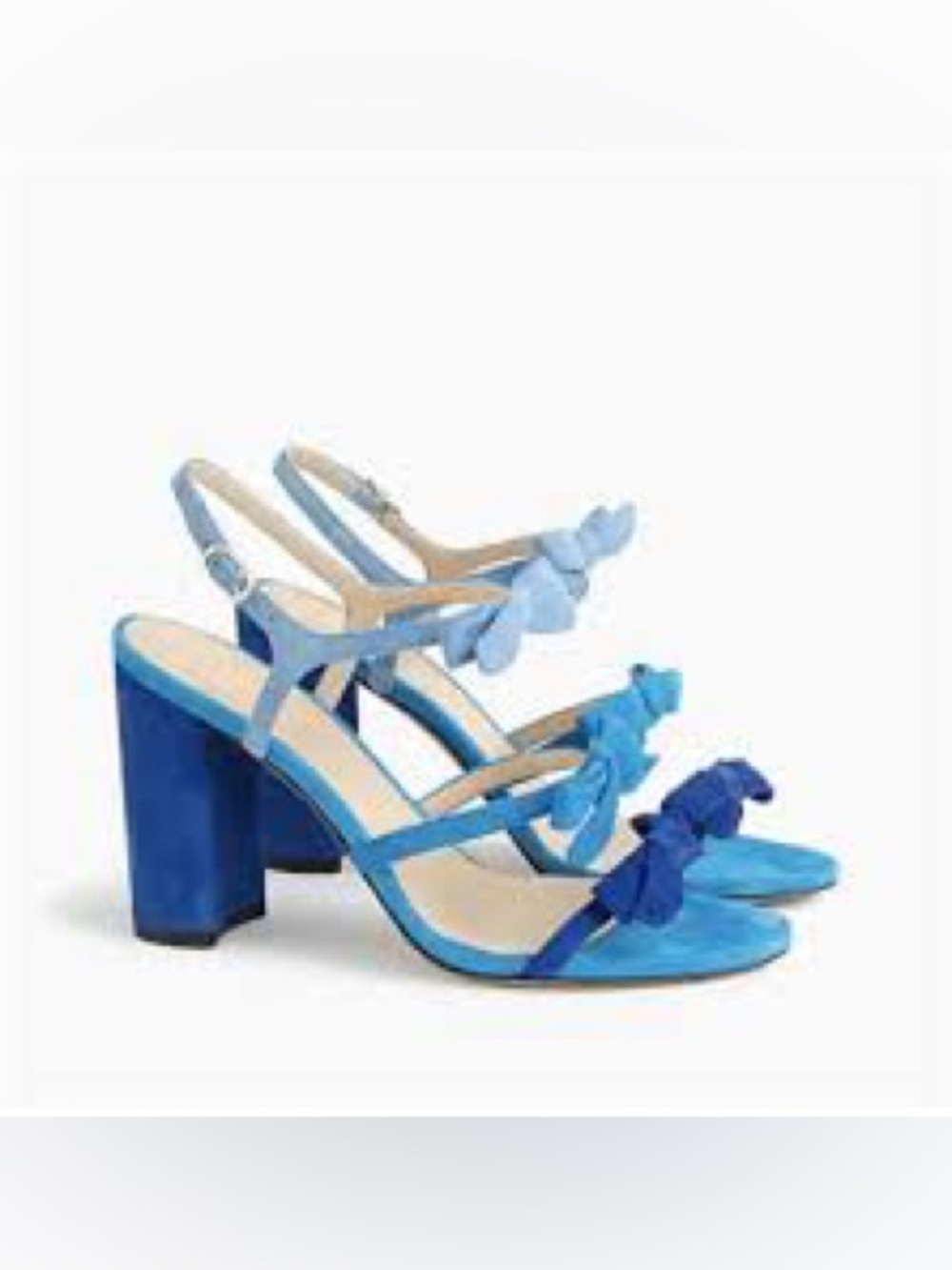 J. Crew Gradient Blue Bow Block Heel Sandals NR1-102